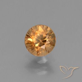 Zircone Arancio Medio naturale da 1.32 ct, Rotondo, VVS-VS