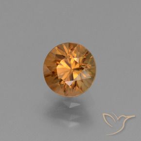 Zircone Marrone arancio naturale da 1.36 ct, Rotondo, VVS-VS