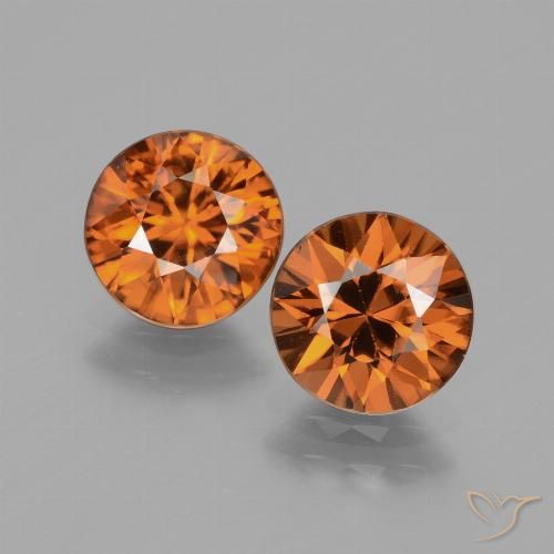 3.74ctw Naturale Arancio medio-scuro Zircone, Rotondo, VS