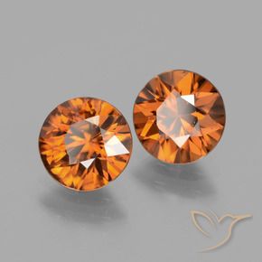 Gemme di Zircone Arancio medio-scuro naturale da 3.74 ct, Rotondo, VS