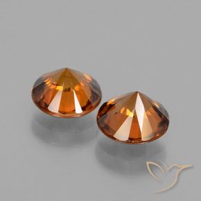Gemme di Zircone Arancio medio-scuro naturale da 3.74 ct, Rotondo, VS