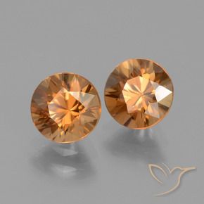 Gemme di Zircone Arancione scuro naturale da 2.64 ct, Rotondo, VVS-VS