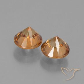 Gemme di Zircone Arancione scuro naturale da 2.64 ct, Rotondo, VVS-VS