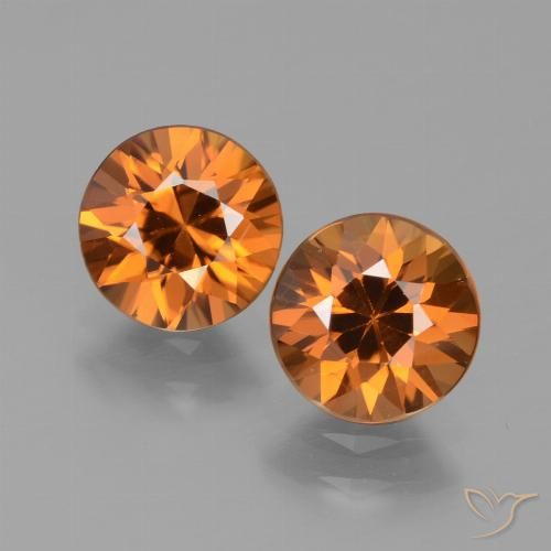 3.16ctw Naturale Arancione scuro Zircone, Rotondo, VVS-VS