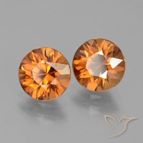 Gemme di Zircone Arancione scuro naturale da 3.16 ct, Rotondo, VVS-VS