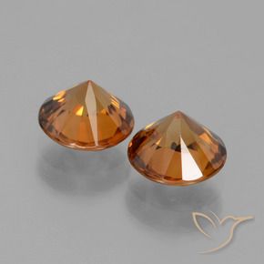 Gemme di Zircone Arancione scuro naturale da 3.16 ct, Rotondo, VVS-VS