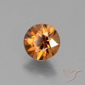 Zircone Arancione scuro naturale da 1.64 ct, Rotondo, VVS-VS