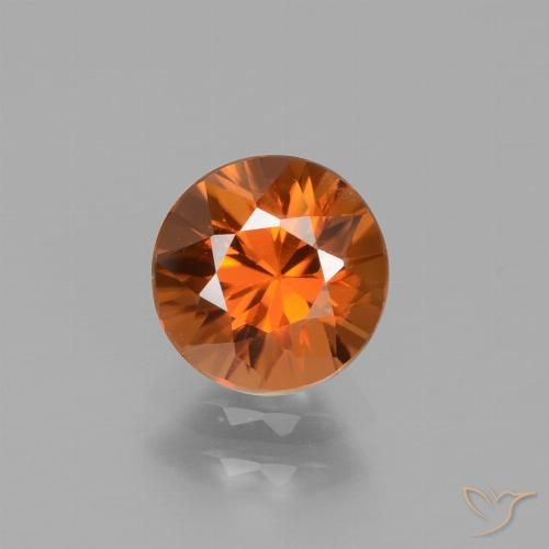 Zircone Arancio Medio naturale da 1.70 ct, Rotondo, VVS-VS