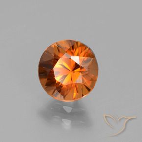 Zircone Arancio Medio naturale da 1.70 ct, Rotondo, VVS-VS