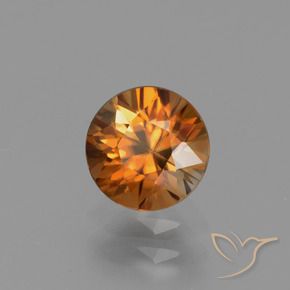 Zircone Arancio Medio naturale da 1.30 ct, Rotondo, VVS-VS