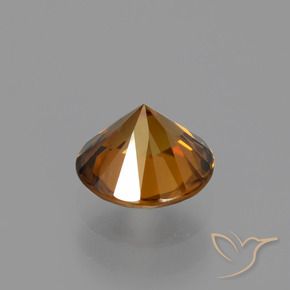 Zircone Arancio Medio naturale da 1.60 ct, Rotondo, VVS-VS
