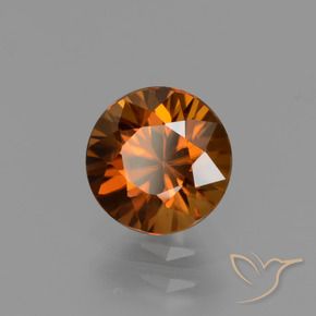 Zircone Arancio Medio naturale da 1.65 ct, Rotondo, VVS-VS
