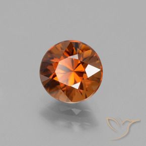 Zircone Arancio giallastro naturale da 1.72 ct, Rotondo, VVS-VS