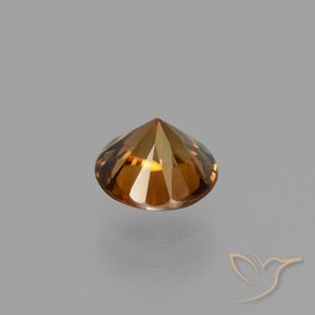 Zircone Arancio brunastro intenso naturale da 1.43 ct, Rotondo, VVS-VS