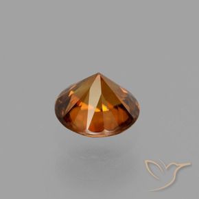 Zircone Arancione Ambra naturale da 1.19 ct, Rotondo, VVS-VS