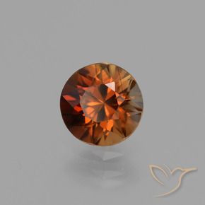 Zircone Arancio scuro rossastro naturale da 1.19 ct, Rotondo, VVS-VS