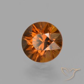 Zircone Arancione scuro naturale da 1.54 ct, Rotondo, VVS-VS