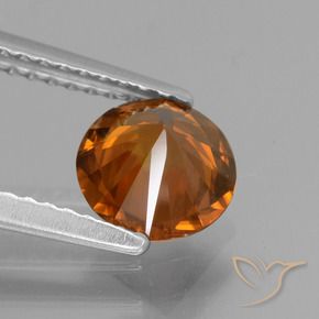Zircone Arancione scuro naturale da 1.54 ct, Rotondo, VVS-VS