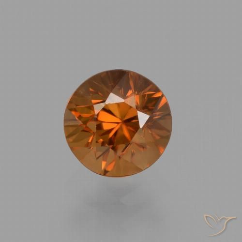 1.43ct Naturale Arancio medio-scuro Zircone, Rotondo, VVS-VS