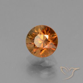 Zircone Arancio giallastro naturale da 1.52 ct, Rotondo, VVS-VS