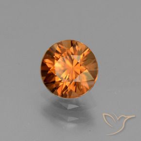 Zircone Arancione scuro naturale da 1.59 ct, Rotondo, VVS-VS