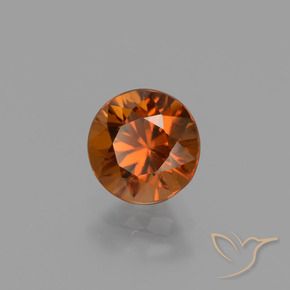 Zircone Arancione scuro naturale da 1.61 ct, Rotondo, VVS-VS