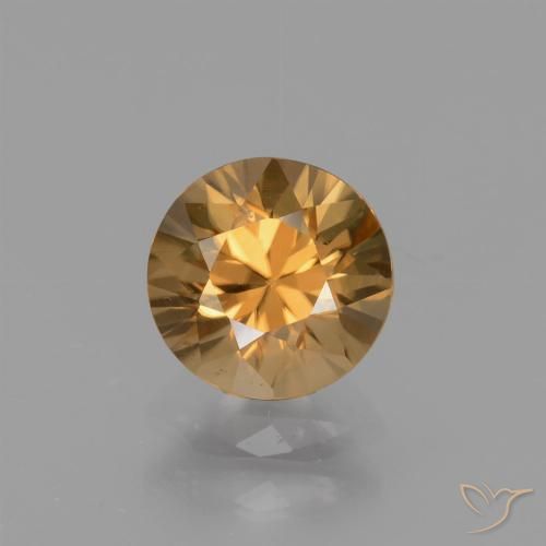 Zircone Golden-Peach naturale da 1.56 ct, Taglio rotondo, VVS-VS