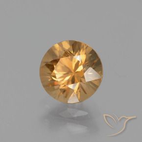 Zircone Golden-Peach naturale da 1.56 ct, Taglio rotondo, VVS-VS