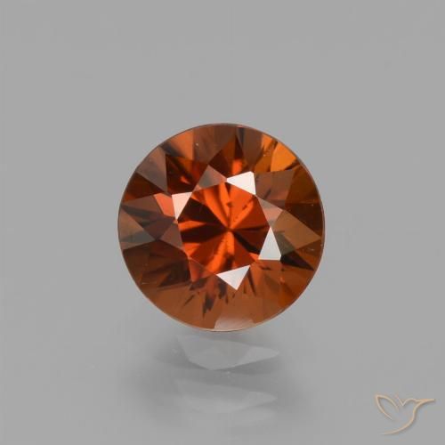 1.56ct Naturale Arancione rossastra Zircone, Rotondo, VVS-VS