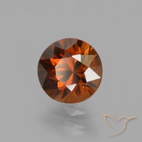Zircone Arancione rossastra naturale da 1.56 ct, Rotondo, VVS-VS