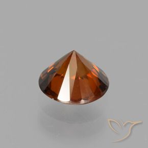 Zircone Arancione rossastra naturale da 1.56 ct, Rotondo, VVS-VS