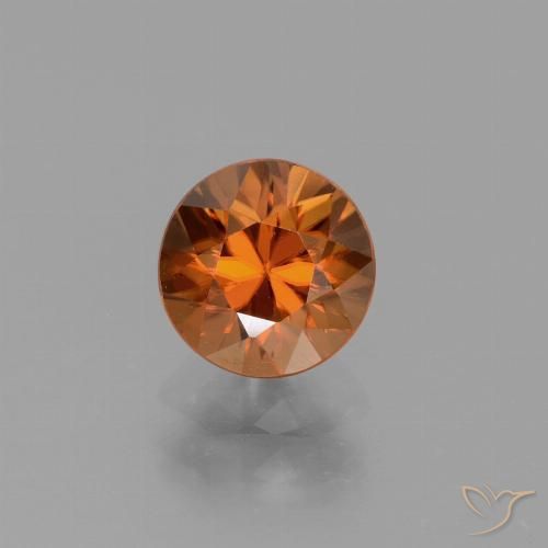 1.60ct Naturale Arancione scuro Zircone, Rotondo, VVS-VS