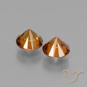 Gemme di Zircone Arancio giallastro naturale da 3.25 ct, Rotondo, VS