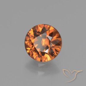 Zircone Arancio Medio naturale da 1.50 ct, Rotondo, VVS-VS