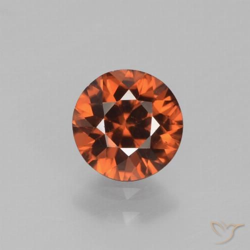 1.45ct Naturale Arancione scuro Zircone, Rotondo, VVS-VS