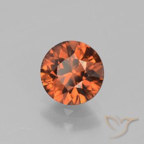 Zircone Arancione scuro naturale da 1.45 ct, Rotondo, VVS-VS