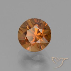 Zircone Arancione scuro naturale da 1.66 ct, Rotondo, VVS