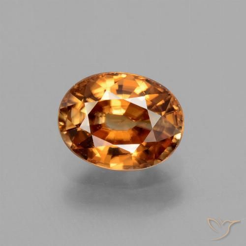 2.14ct Naturale Arancio medio-scuro Zircone, Ovale, VVS-VS