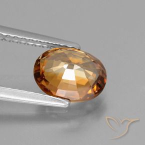 Zircone Arancio medio-scuro naturale da 2.14 ct, Ovale, VVS-VS