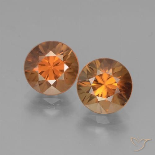 3.94ctw Naturale Arancio giallastro Zircone, Rotondo, VVS-VS