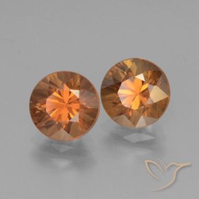 Gemme di Zircone Arancio giallastro naturale da 3.94 ct, Rotondo, VVS-VS