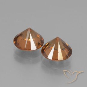 Gemme di Zircone Arancio giallastro naturale da 3.94 ct, Rotondo, VVS-VS