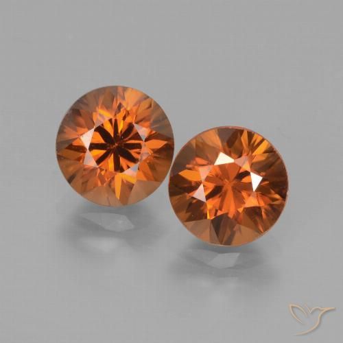 3.90ctw Naturale Arancione scuro Zircone, Rotondo, VS