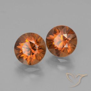 Gemme di Zircone Arancione scuro naturale da 3.90 ct, Rotondo, VS