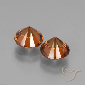Gemme di Zircone Arancione scuro naturale da 3.90 ct, Rotondo, VS