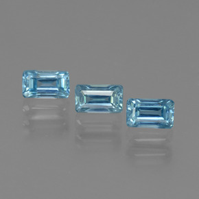 Zircone naturale blu da 1,28 ct, taglio smeraldo, VS