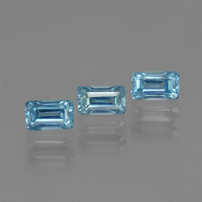 Zircone naturale blu da 1,28 ct, taglio smeraldo, VS