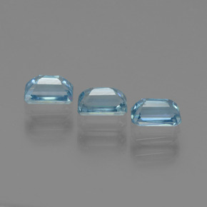 Zircone naturale blu da 1,28 ct, taglio smeraldo, VS