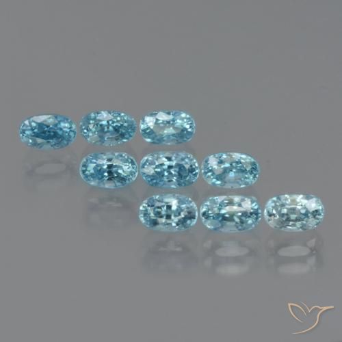 Gemme di Zircone Blu medio naturale da 4.97 ct, Ovale, VS