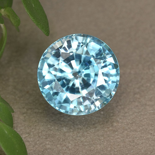 Zircone naturale blu da 3,94 ct, taglio rotondo, VS